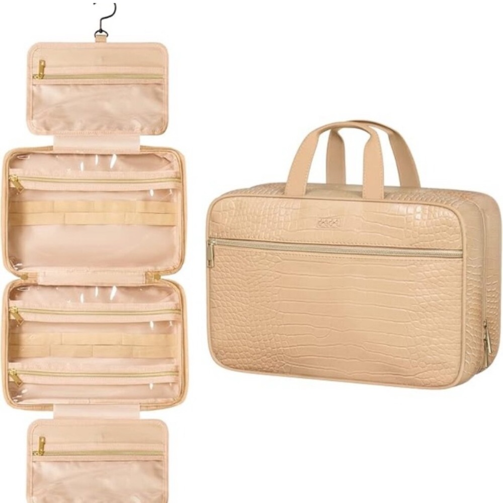 New! Dot & Dot Elegant Tan Travel Toiletry Bag